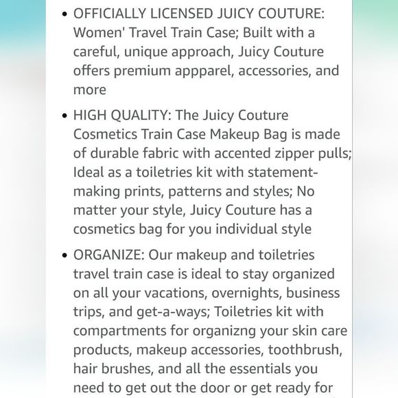 Juicy Couture Loe Juicy Velour Cosmetic Traincase - Picture 6 of 6